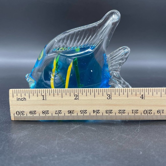 Art Glass Fish Paperweight Murano Style Tropical Fish Glass Figurine - Picture 10 of 10